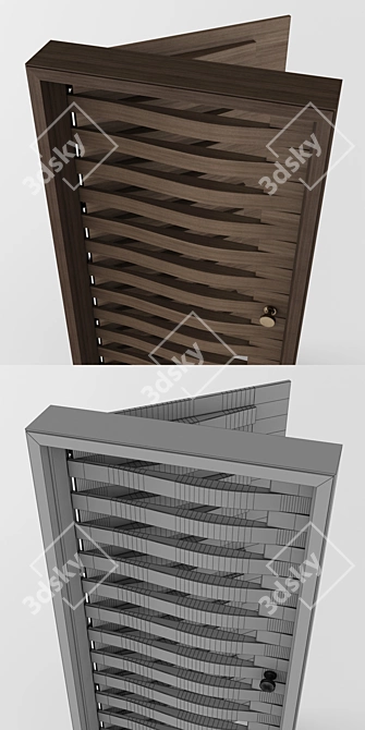 Modern 2 Panel Main Door 3D model image 3