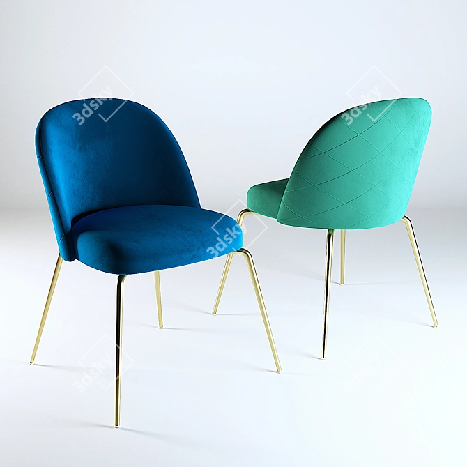 Ivonne Velvet Dining Chair 3D model image 1