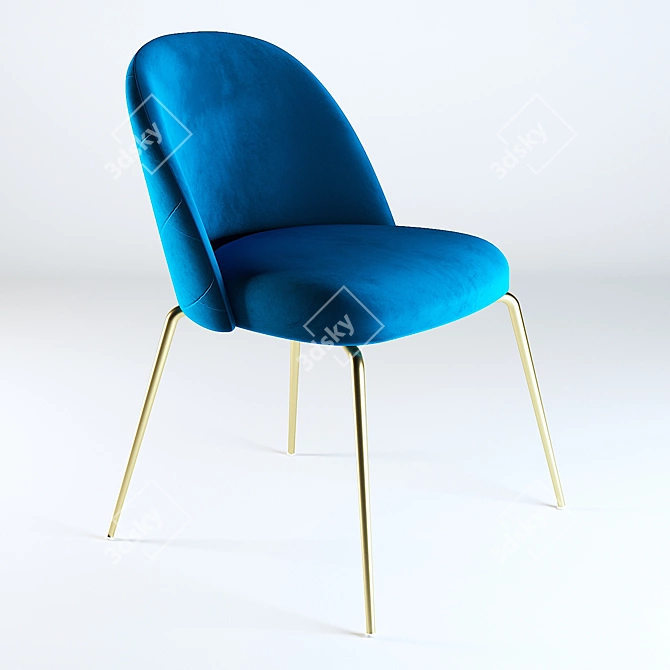 Ivonne Velvet Dining Chair 3D model image 3