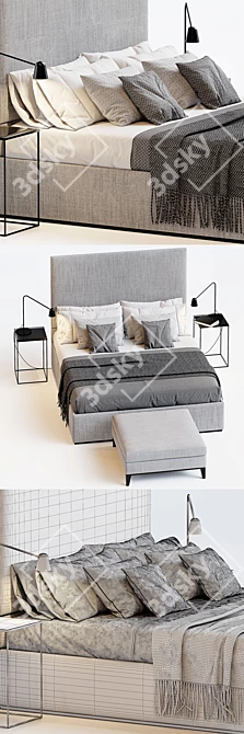 Elegant Sleep System: Yale Bed, Copelli Base & Hockney Bench 3D model image 2