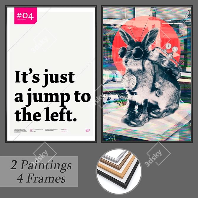 Modern Wall Art Set with Multiple Frame Options 3D model image 1