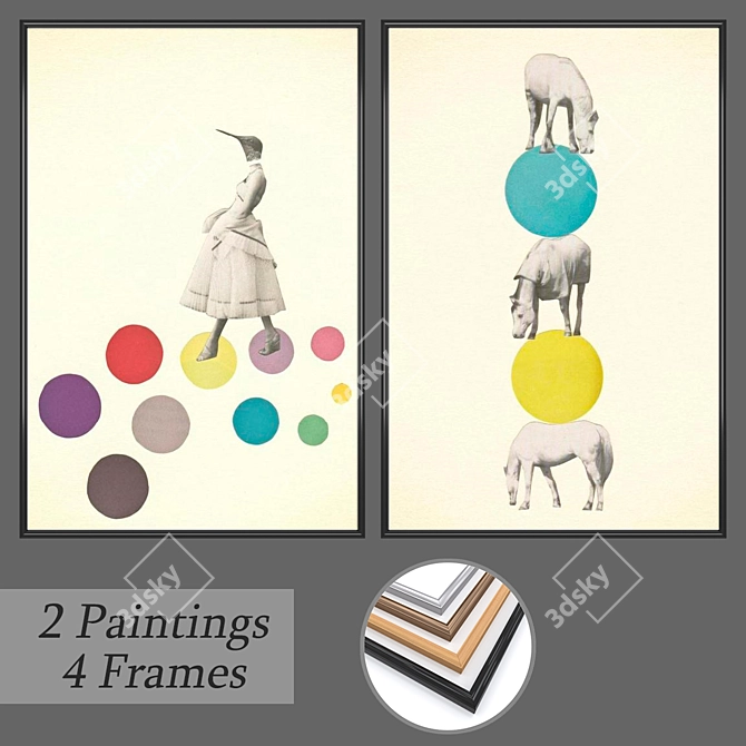 Abstract Wall Art Set with Multiple Frames 3D model image 1