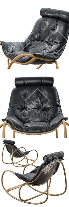 Elegant Wave Rocking Armchair 3D model image 2