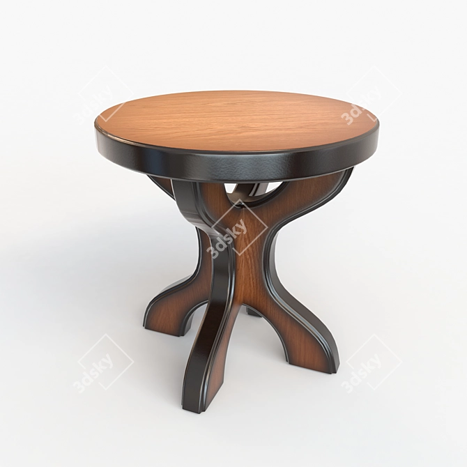 Handmade Wooden Round Stool 3D model image 1