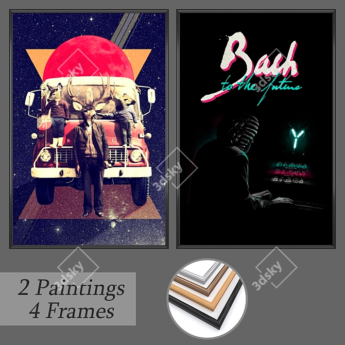 Versatile Wall Art Set with Frames 3D model image 1