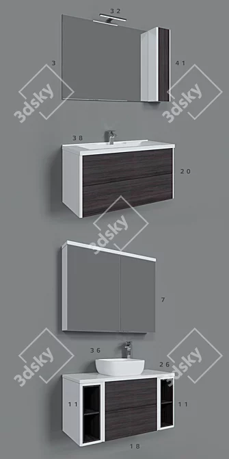 Aquaton Brook 100: Modular Collection for Stylish Bathroom 3D model image 2