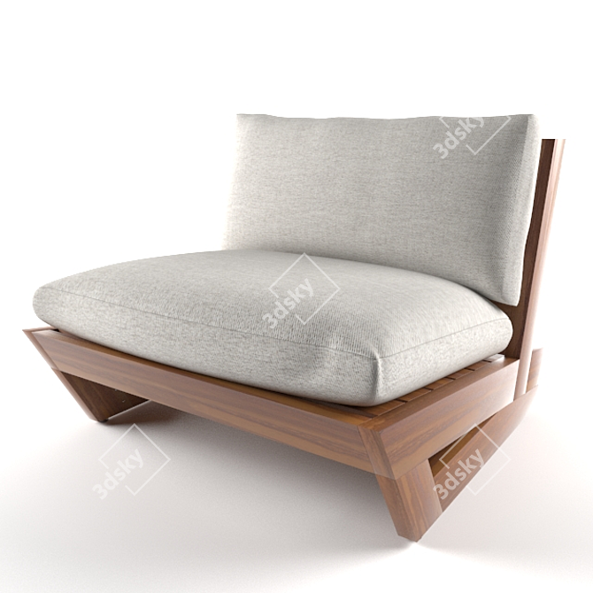 Elegant Teak Chair 3D model image 1