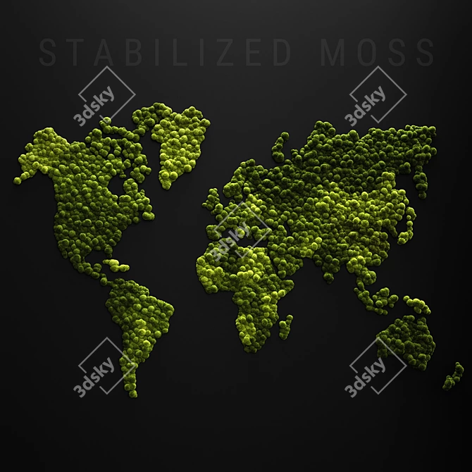 World Map Moss: Natural Interior Decor 3D model image 1