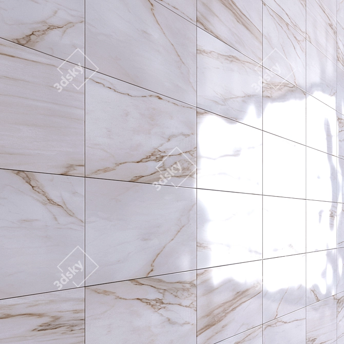 Golden Calacatta Marble Panel Wall 8 3D model image 2