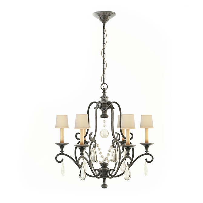 Elegant Piedmont Chandelier: Aged Iron & Seeded Glass 3D model image 1