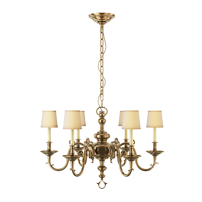 Elegant Georgian 6-Light Chandelier 3D model image 1