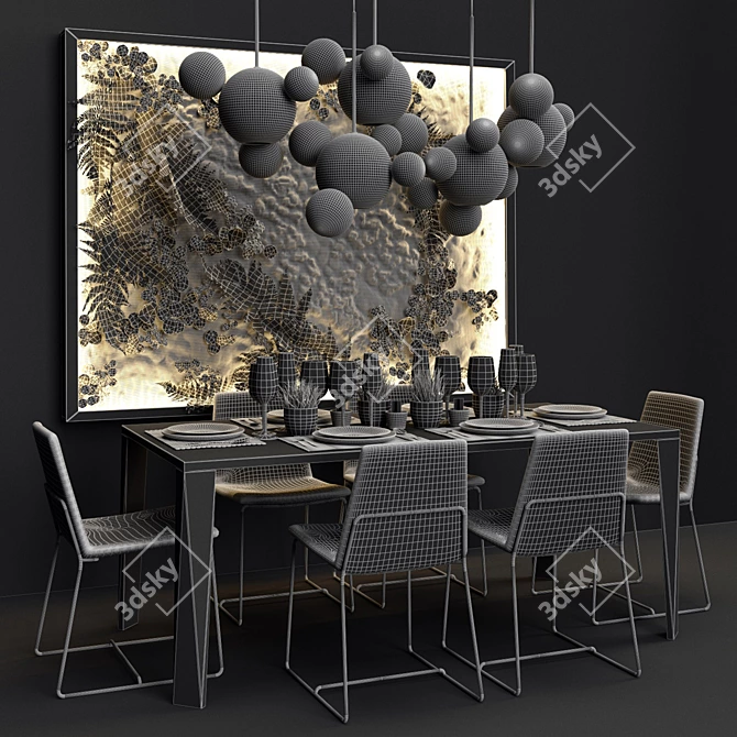 Modern Jesse Dining Set 3D model image 3