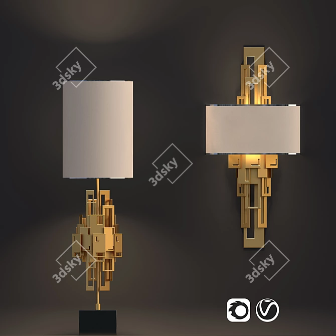 Italian Luxury: Bellagio Night Table & Wall Lamp 3D model image 1