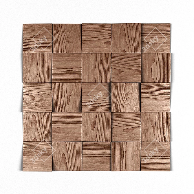 Chaotic Angles: 3D Wooden Wall Panel 3D model image 2