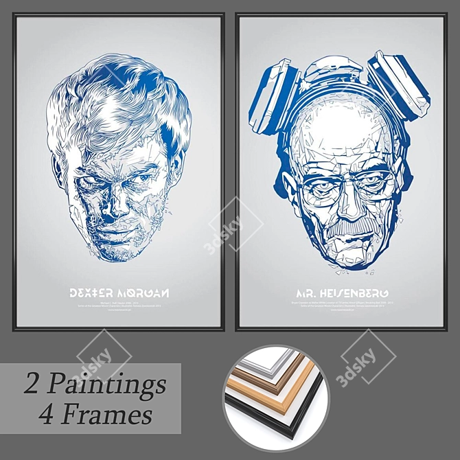 Elegant Wall Art Set with Variety of Frames 3D model image 1