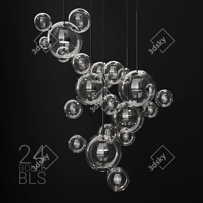 Title: BOLLE 24 Bubble Clear/Black Pendant 3D model image 1