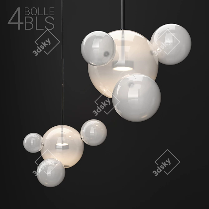 Designer Bubble Chandelier - Frost/Black 3D model image 1