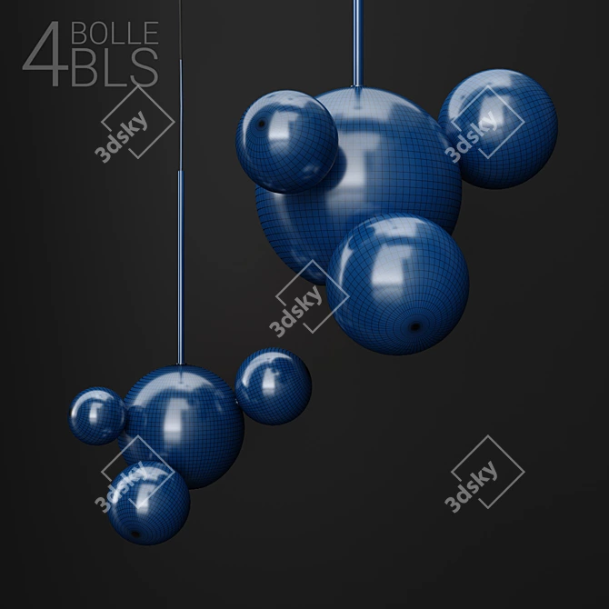 Designer Bubble Chandelier - Frost/Black 3D model image 2