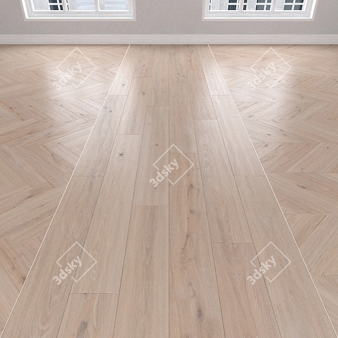 Oak Parquet: Herringbone, Linear, Chevron 3D model image 1