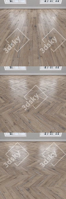 Title: Rustic Oak Parquet, 3 Stunning Styles 3D model image 2