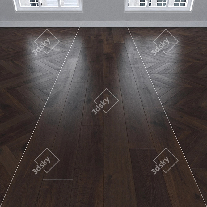 Parquet Oak Chocolate: Herringbone, Linear, Chevron. 3D model image 1