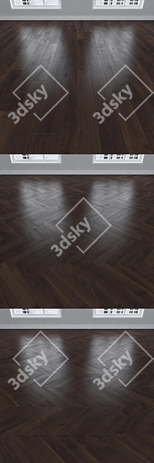 Parquet Oak Chocolate: Herringbone, Linear, Chevron. 3D model image 2