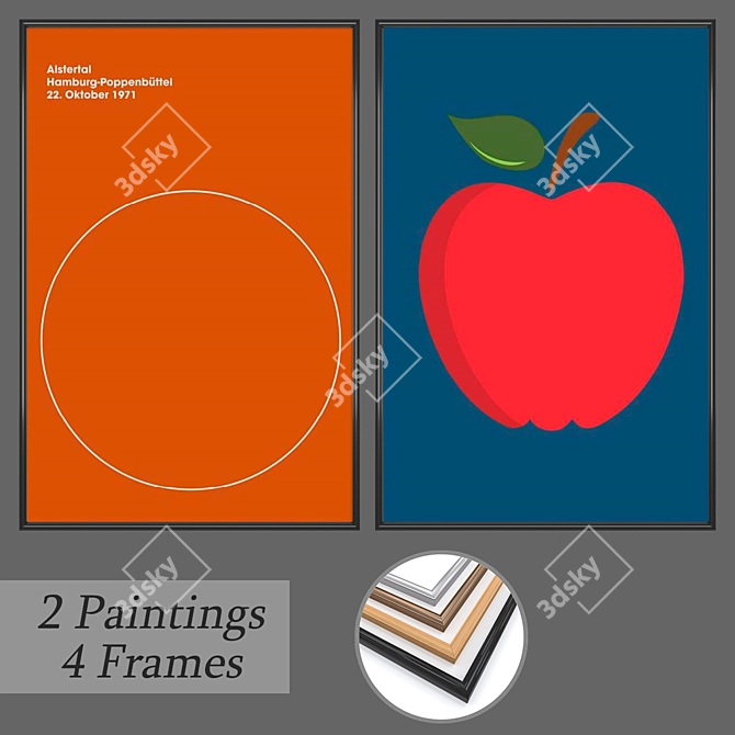 Elegant Wall Art Set with Versatile Frames 3D model image 1