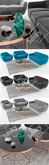 Scandinavian Style Signal Furniture Set 3D model image 2