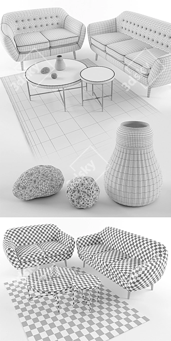 Scandinavian Style Signal Furniture Set 3D model image 3