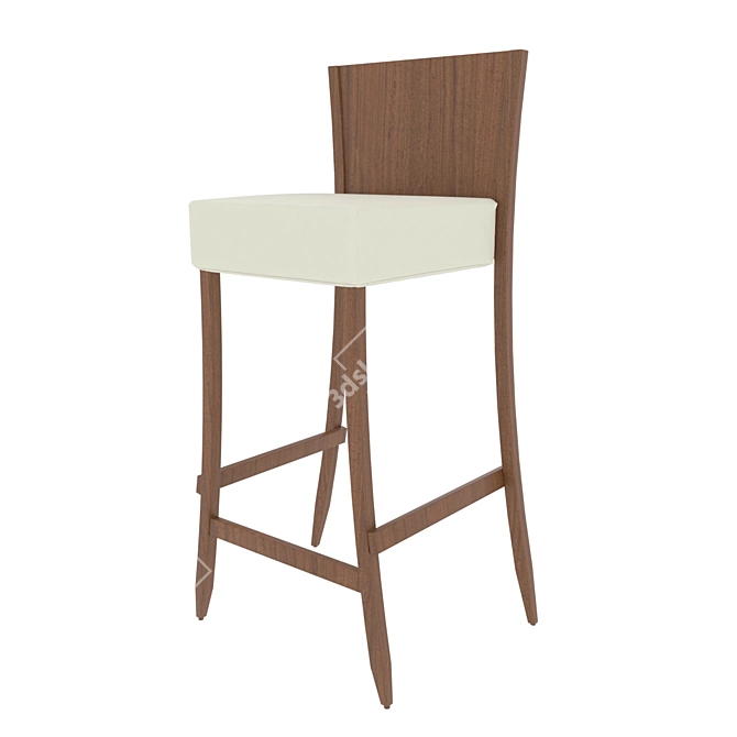 Chic Wooden Hotel Bar Stool 3D model image 1