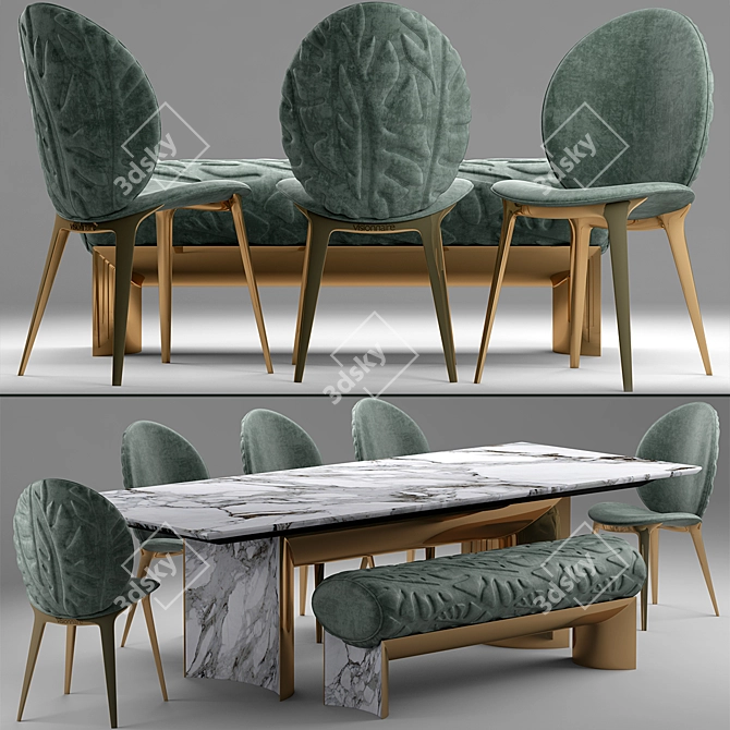 Elegant Visionnaire Kerwan Dining Set 3D model image 1