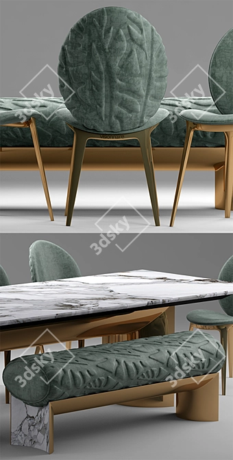 Elegant Visionnaire Kerwan Dining Set 3D model image 2