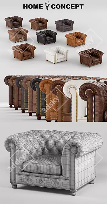 Luxury Feather-Stuffed Westminster Chair 3D model image 2