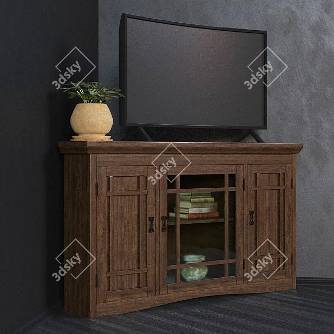 Stodeley 46" TV Stand: Stylish Corner Design 3D model image 2