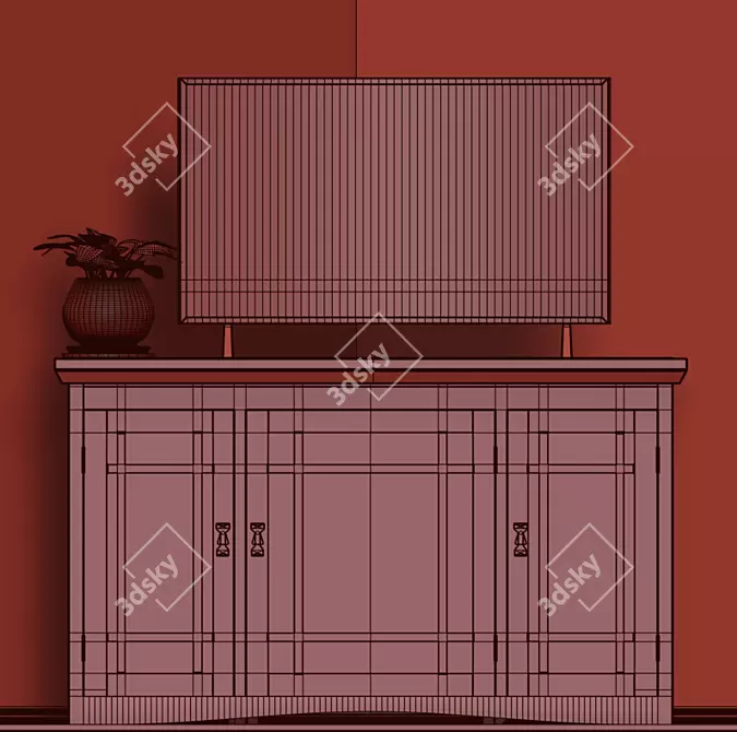 Stodeley 46" TV Stand: Stylish Corner Design 3D model image 3