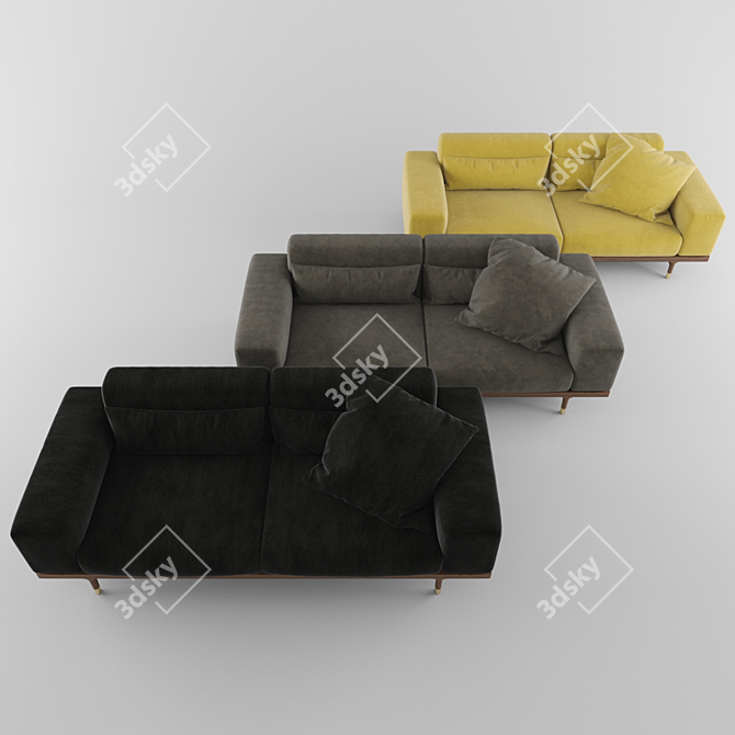 Luxury Argo Sofa: Moran, Ikat & Personal Yellow Velvet 3D model image 3