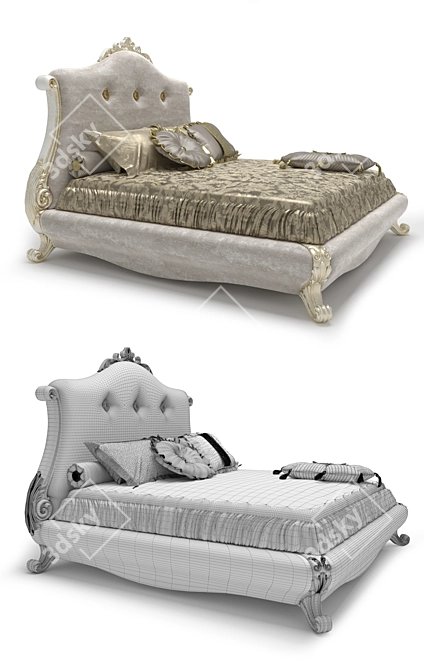 Gilded Elegance Turri Bed 3D model image 2