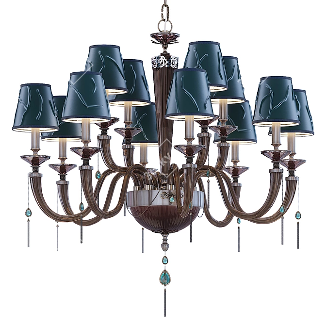 Euroluce JULIENNE Chandelier: Fume shade L8 + 4 Green 3D model image 1