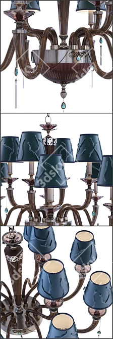 Euroluce JULIENNE Chandelier: Fume shade L8 + 4 Green 3D model image 2