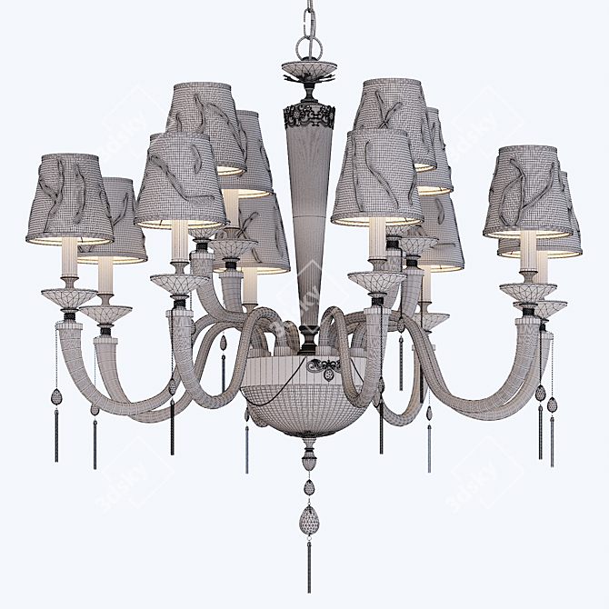 Euroluce JULIENNE Chandelier: Fume shade L8 + 4 Green 3D model image 3