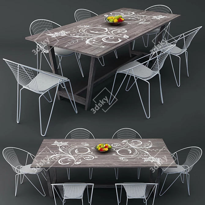 Contemporary Dining Set: Sleek and Stylish 3D model image 1