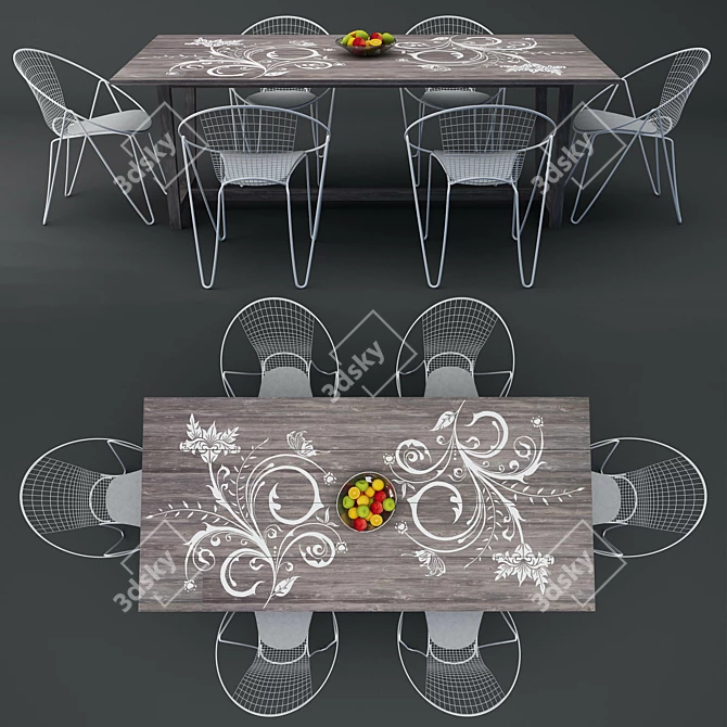 Contemporary Dining Set: Sleek and Stylish 3D model image 2