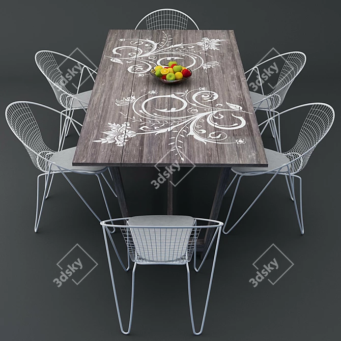 Contemporary Dining Set: Sleek and Stylish 3D model image 3