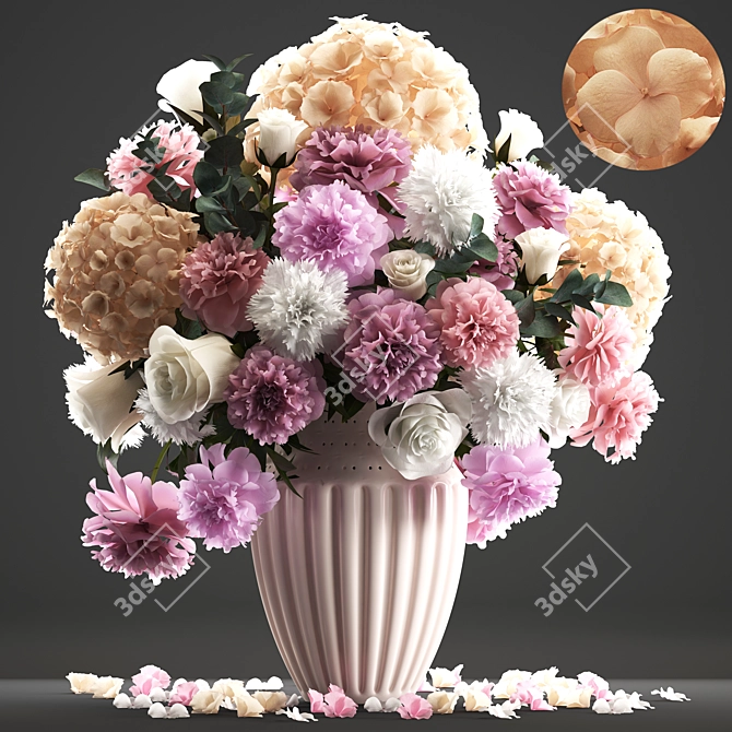 Spring White Floral Bouquet 3D model image 1