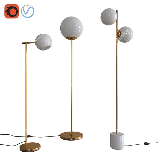 Modern Glass Floor Lamps Set 3D model image 1