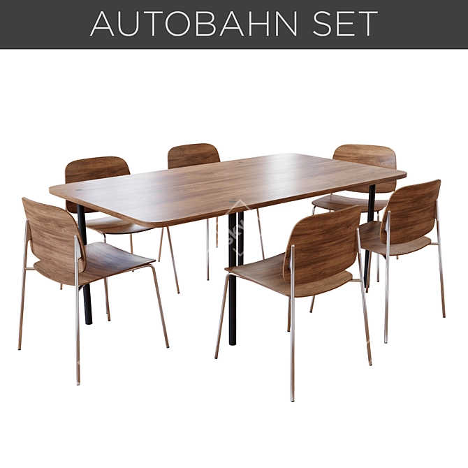 Modern Bernhardt Design Autobahn Table Set 3D model image 1