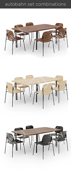 Modern Bernhardt Design Autobahn Table Set 3D model image 2