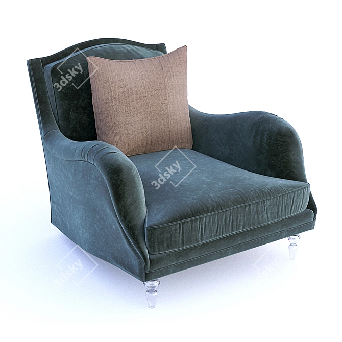 Velvet Beauty: Midnight Blue Chair 3D model image 1