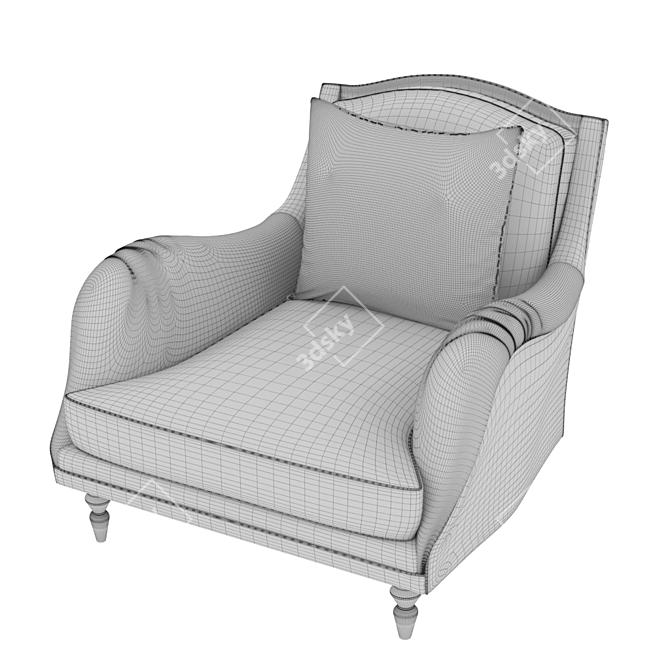 Velvet Beauty: Midnight Blue Chair 3D model image 3