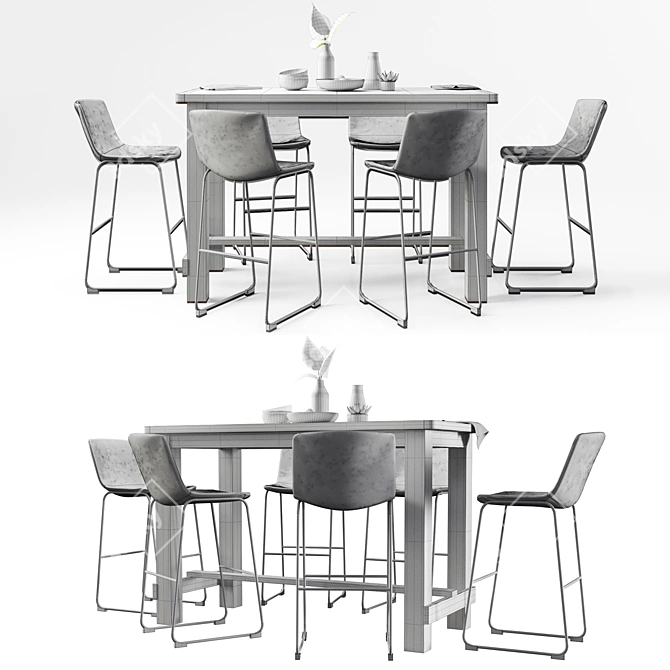 Modern Bamey Dining Set 3D model image 3